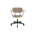 Audo Copenhagen Co Task Chair, Fully Upholstered, With Arms in Black Aluminum and Dark Stained Oak with Sierra 1611, packshot on white