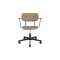 Audo Copenhagen Co Task Chair, Fully Upholstered, With Arms in Black Aluminum and Black Oak with Sierra 1611, packshot on white