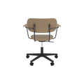 Audo Copenhagen Co Task Chair, Fully Upholstered, With Arms in Black Aluminum and Natural Oak with Sierra 1611, packshot on white
