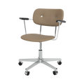 Audo Copenhagen Co Task Chair, Fully Upholstered, With Arms in Polished Aluminum and Black Oak with Sierra 1611, packshot on white