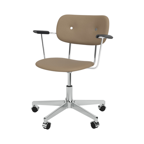 Audo Copenhagen Co Task Chair, Fully Upholstered, With Arms in Polished Aluminum and Black Oak with Sierra 1611, packshot on white