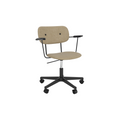 Audo Copenhagen Co Task Chair, Fully Upholstered, With Arms in Black Aluminum and Black Oak with Audo Bouclé 02, packshot on white