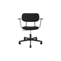 Audo Copenhagen Co Task Chair, Fully Upholstered, With Arms in Black Aluminum and Black Oak with Sierra 1001, packshot on white