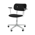 Audo Copenhagen Co Task Chair, Fully Upholstered, With Arms in Polished Aluminum and Black Oak with Sierra 1001, packshot on white
