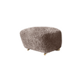 Audo Copenhagen The Tired Man Ottoman in Natural Oak with Sheepskin Sahara, packshot on white