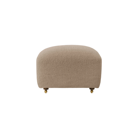 Audo Copenhagen The Tired Man Ottoman in Dark Stained Oak with Logan Flint, packshot on white