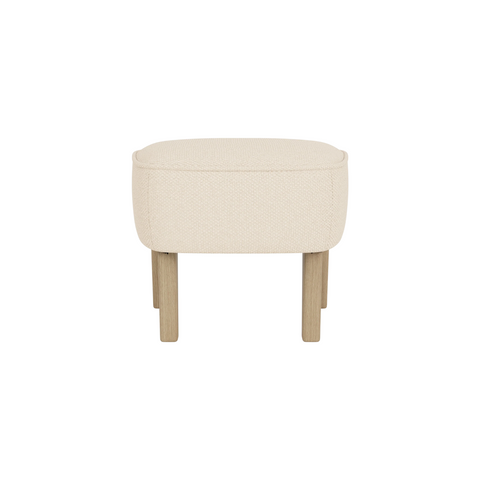 Audo Copenhagen Ingeborg Ottoman in Natural Oak with Logan Jasmine, packshot on white