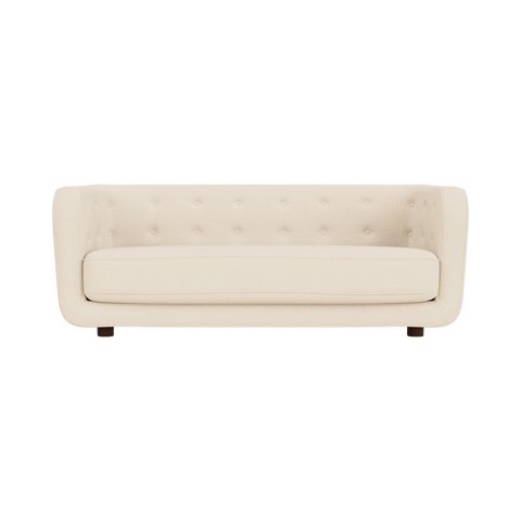 Audo Copenhagen Vilhelm Sofa in Dark Stained Oak with Logan Jasmine, packshot on white