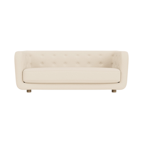 Audo Copenhagen Vilhelm Sofa in Natural Oak with Logan Jasmine, packshot on white