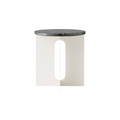 Audo Copenhagen Androgyne Side Table, 16.5" with Ivory Metal base and Nero Marquina Marble top, packshot on white