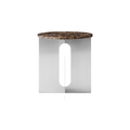 Audo Copenhagen Androgyne Side Table, 16.5" with Brushed Steel base and Emperador Marble top, packshot on white