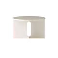 Audo Copenhagen Androgyne Side Table, Wide with Ivory Metal base and Crystal Rose Marble top, packshot on white