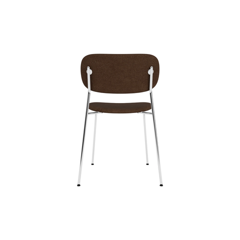 Audo Copenhagen Co Dining Chair, Without Arms, Fully Upholstered in Chrome with Audo Bouclé 07, packshot on white