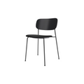 Audo Copenhagen Co Dining Chair, Without Arms, Partially Upholstered in Black Steel and Black Oak with Sierra 1001, packshot on white