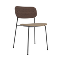Audo Copenhagen Co Dining Chair, Without Arms, Partially Upholstered in Black Steel and Dark Stained Oak with Sierra 1611, packshot on white