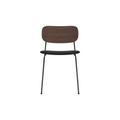 Audo Copenhagen Co Dining Chair, Without Arms, Partially Upholstered in Black Steel and Dark Stained Oak with Sierra 1001, packshot on white