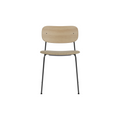 Audo Copenhagen Co Dining Chair, Without Arms, Partially Upholstered in Black Steel and Natural Oak with Audo Bouclé 02, packshot on white