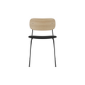 Audo Copenhagen Co Dining Chair, Without Arms, Partially Upholstered in Black Steel and Natural Oak with Sierra 1001, packshot on white