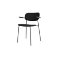 Audo Copenhagen Co Dining Chair, With Arms, Fully Upholstered in Black Steel and Black Oak with Sierra 1001, packshot on white