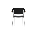 Audo Copenhagen Co Dining Chair, With Arms, Fully Upholstered in Chrome and Natural Oak with Sierra 1001, packshot on white