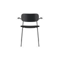 Audo Copenhagen Co Dining Chair, With Arms, Partially Upholstered in Black Steel and Black Oak with Sierra 1001, packshot on white