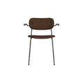 Audo Copenhagen Co Dining Chair, With Arms, Fully Upholstered in Black Steel and Black Oak with Audo Bouclé 07, packshot on white