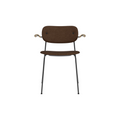 Audo Copenhagen Co Dining Chair, With Arms, Fully Upholstered in Black Steel and Natural Oak with Audo Bouclé 07, packshot on white