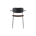 Audo Copenhagen Co Dining Chair, Without Arms, Partially Upholstered in Black Steel and Black Oak with Audo Bouclé 07, packshot on white