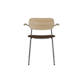 Audo Copenhagen Co Dining Chair, Without Arms, Partially Upholstered in Black Steel and Natural Oak with Audo Bouclé 07, packshot on white