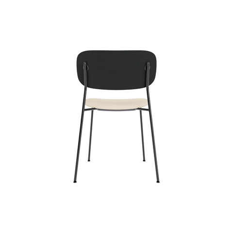 Audo Copenhagen Co Dining Chair, Without Arms, Partially Upholstered in Black Steel and Black Oak with Logan Jasmine, packshot on white