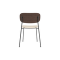 Audo Copenhagen Co Dining Chair, Without Arms, Partially Upholstered in Black Steel and Dark Stained Oak with Logan Jasmine, packshot on white