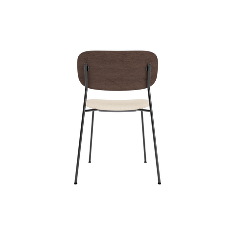 Audo Copenhagen Co Dining Chair, Without Arms, Partially Upholstered in Black Steel and Dark Stained Oak with Logan Jasmine, packshot on white