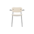 Audo Copenhagen Co Dining Chair, With Arms, Fully Upholstered in Black Steel and Black Oak with Logan Jasmine, packshot on white