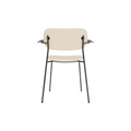 Audo Copenhagen Co Dining Chair, With Arms, Fully Upholstered in Black Steel and Dark Stained Oak with Logan Jasmine, packshot on white