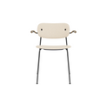 Audo Copenhagen Co Dining Chair, With Arms, Fully Upholstered in Black Steel and Natural Oak with Logan Jasmine, packshot on white