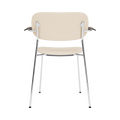 Audo Copenhagen Co Dining Chair, With Arms, Fully Upholstered in Chrome and Dark Stained Oak with Logan Jasmine, packshot on white