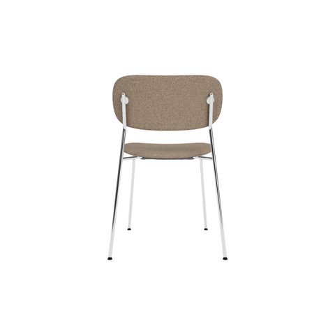 Audo Copenhagen Co Dining Chair, Without Arms, Fully Upholstered in Chrome with Logan Flint, packshot on white