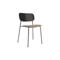 Audo Copenhagen Co Dining Chair, Without Arms, Partially Upholstered in Black Steel and Black Oak with Logan Flint, packshot on white