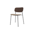 Audo Copenhagen Co Dining Chair, Without Arms, Partially Upholstered in Black Steel and Dark Stained Oak with Logan Flint, packshot on white