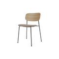 Audo Copenhagen Co Dining Chair, Without Arms, Partially Upholstered in Black Steel and Natural Oak with Logan Flint, packshot on white