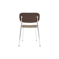 Audo Copenhagen Co Dining Chair, Without Arms, Partially Upholstered in Chrome and Dark Stained Oak with Logan Flint, packshot on white