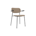 Audo Copenhagen Co Dining Chair, With Arms, Fully Upholstered in Black Steel and Black Oak with Logan Flint, packshot on white