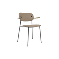 Audo Copenhagen Co Dining Chair, With Arms, Fully Upholstered in Black Steel and Natural Oak with Logan Flint, packshot on white