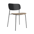 Audo Copenhagen Co Dining Chair, Without Arms, Partially Upholstered in Black Steel and Black Oak with Sierra 1611, packshot on white