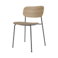 Audo Copenhagen Co Dining Chair, Without Arms, Partially Upholstered in Black Steel and Natural Oak with Sierra 1611, packshot on white