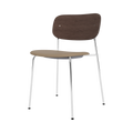 Audo Copenhagen Co Dining Chair, Without Arms, Partially Upholstered in Chrome and Dark Stained Oak with Sierra 1611, packshot on white