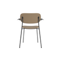 Audo Copenhagen Co Dining Chair, With Arms, Fully Upholstered in Black Steel and Black Oak with Sierra 1611, packshot on white
