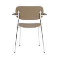 Audo Copenhagen Co Dining Chair, With Arms, Fully Upholstered in Chrome and Black Oak with Sierra 1611, packshot on white