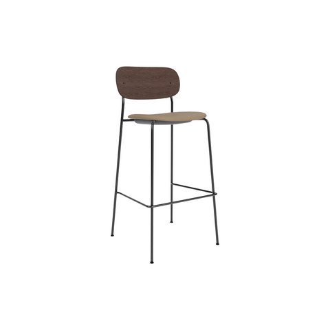Audo Copenhagen Co Bar Chair, Upholstered in Dark Stained Oak with Sierra 1611, packshot on white