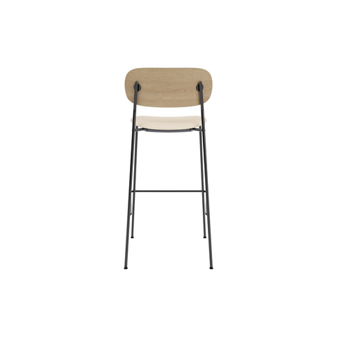 Audo Copenhagen Co Bar Chair, Upholstered in Natural Oak with Logan Jasmine, packshot on white